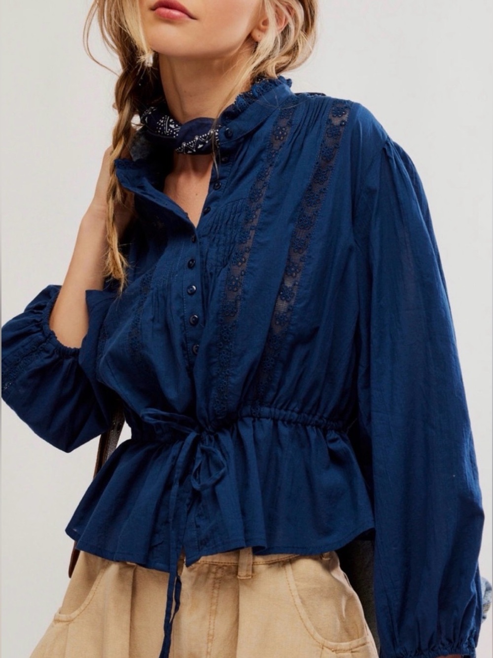 Free People Best of Me Long Sleeve Embroidered Blouse, NEW